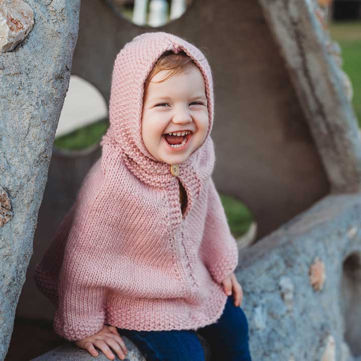 Rosy pink hooded poncho (2-4 years)