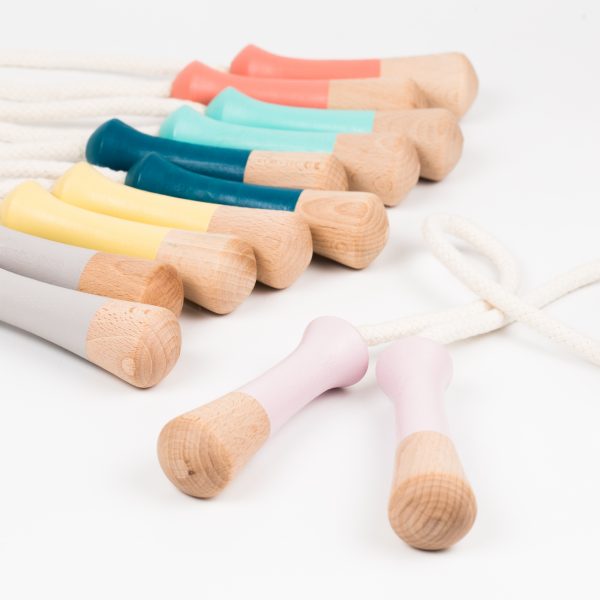 Pink Wooden handle skipping rope