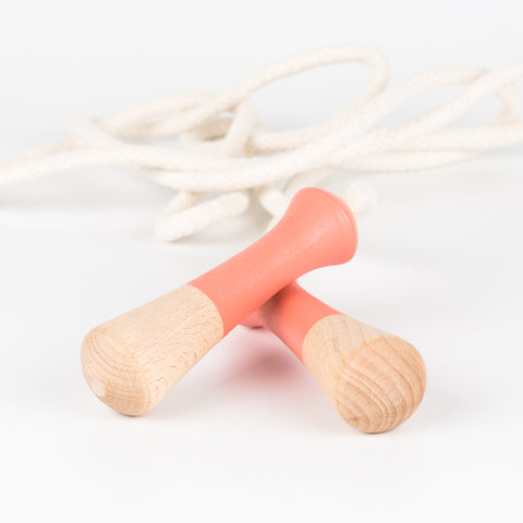 Coral Wooden handle skipping rope