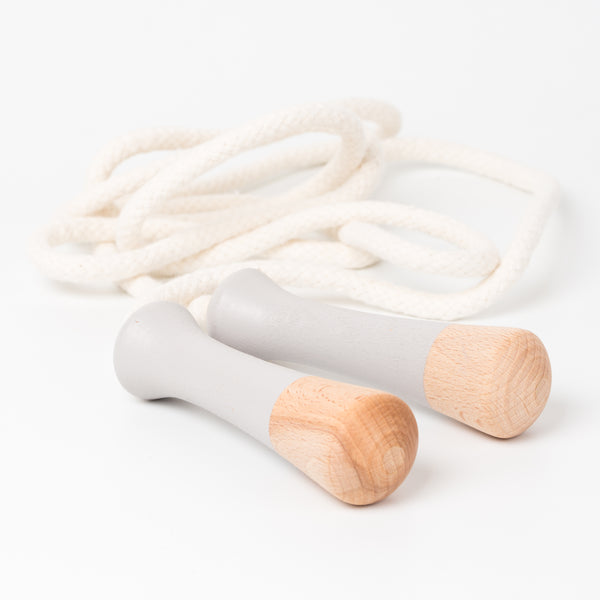 Grey Wooden handle skipping rope