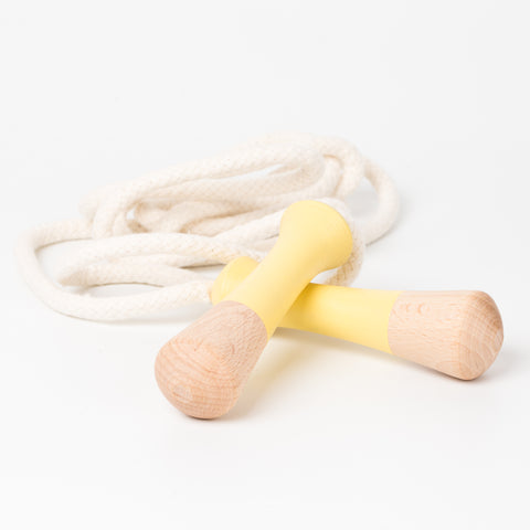 Yellow Wooden handle skipping rope