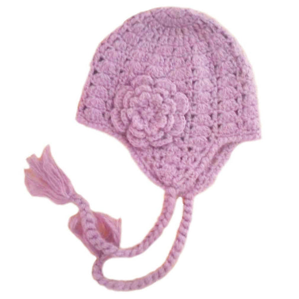 Lilac earflap hat (New born - 2years)