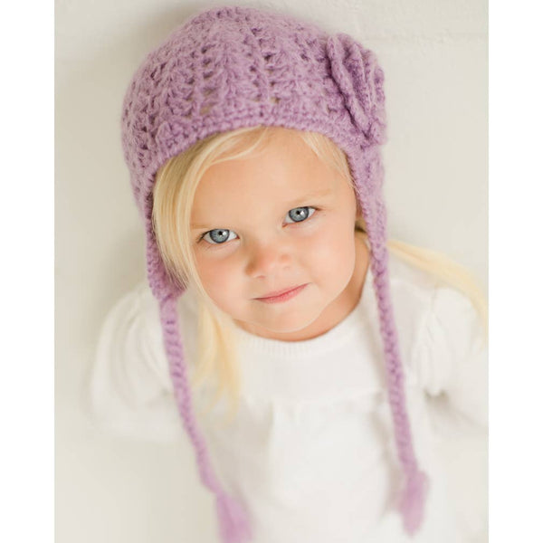 Lilac earflap hat (New born - 2years)