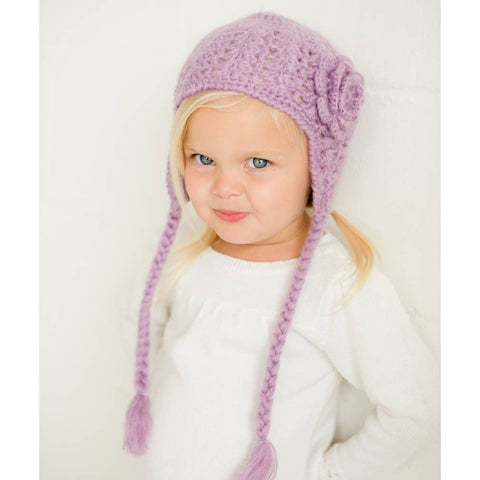 Lilac earflap hat (New born - 2years)