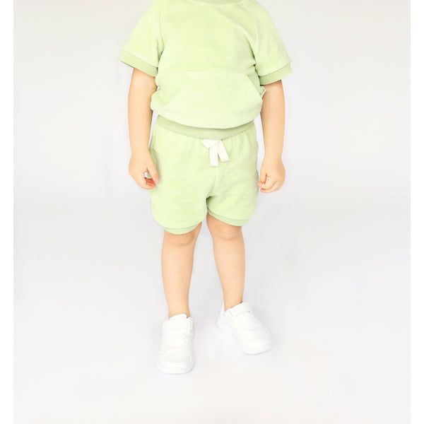 Lime Towelling Shorts Set