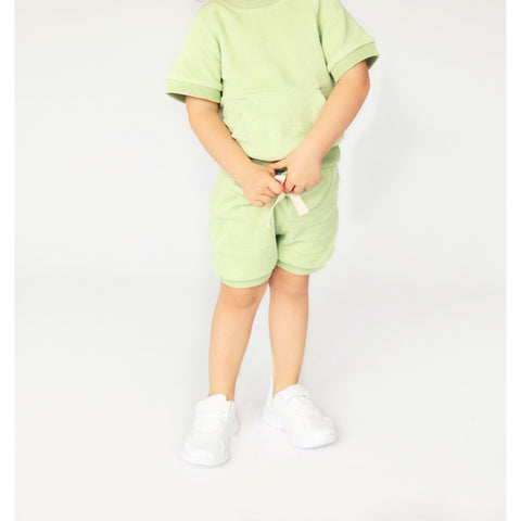 Lime Towelling Shorts Set