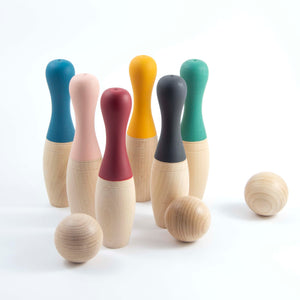 Wooden Bowling skittles and balls set- Earth