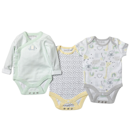 Organic 3 pack bodysuit with extendable gussets (0-12 months)