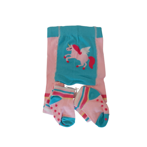 Unicorn patch panel tights with grippers (0-24 months)