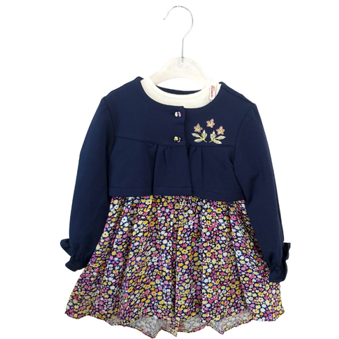 Floral Dress and Navy Cardigan Set (9-24 Months)
