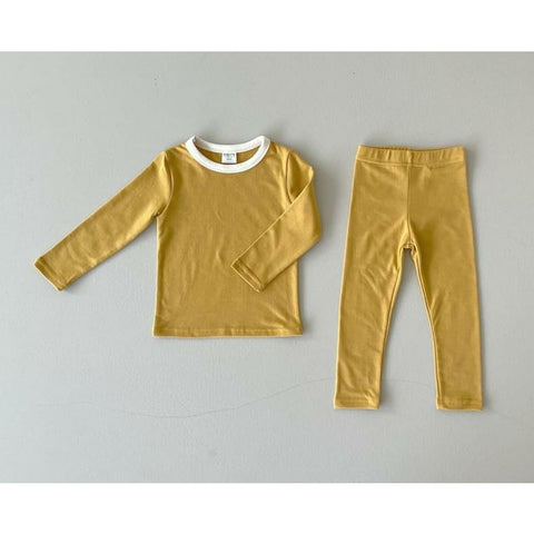 Mustard Soft-touch top+bottom set (5-6 years)