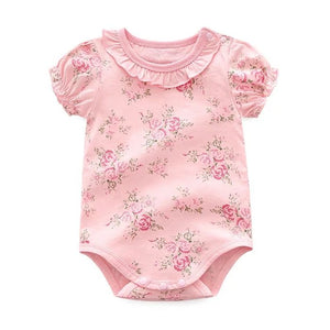 Pink floral cotton bodysuit (0- 12 months)