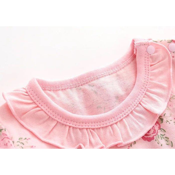 Pink floral cotton bodysuit (0- 12 months)